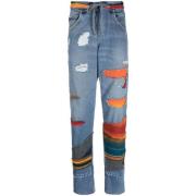 Patchwork Tapered Leg Jeans