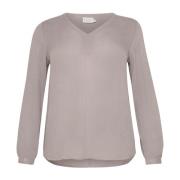 V-hals Langermet Bluse Elephant Skin