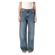 Oil Blue Wide Leg Denim Jeans