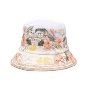 Blomstret Lin Lerret Flat Crown Hat