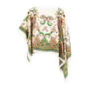 Silke Paisley Print Asymmetrisk Poncho