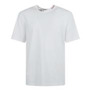 Hvit Logo Print T-skjorte Stilig Casual