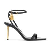 Svarte Geiteskinn Stiletto Sandaler