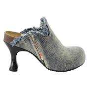 Denim Woodstock Mules for kvinner