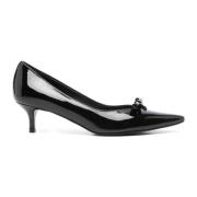 Svart Patent Skinn Kitten Hæl Pumps