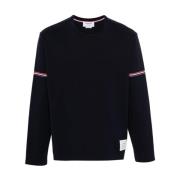 Blå Stripet Crew Neck Genser