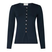 Marineblå Strikket Bluse Chic Cardigan