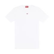 Hvit Ribbet Crew Neck T-skjorte