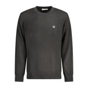 Klassisk Svart Bomull Crew Neck Genser