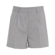 Grå Plissert Bermuda Shorts