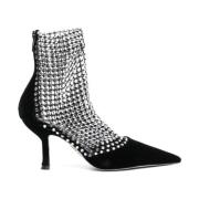 Svart Rhinestone Mesh Stiletto Hæler