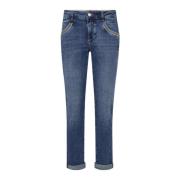 Mid Blue Tapered Jeans med Metallisk Tråd