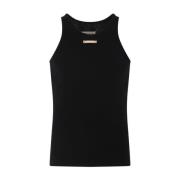 Svart Ribbet Tank Top Fire Sting