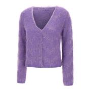 Lilla Mohair-Blandet Cardigan med Lurex