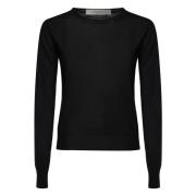 Sort Merino Ull Crew Neck Genser