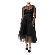 Sort Sheer Tulle A-linje Cocktailkjole