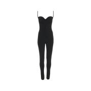 Elegant Svart Catsuit Sweetheart Halsutringning