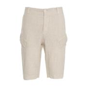 Stilig Beige Cargoshorts i Lin