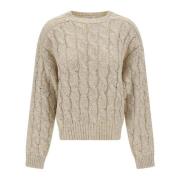 Paljettflettet Crewneck Sweater Kvinner