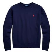 Marineblå Fleece Crewneck Pullover Genser