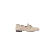 Beige Skinn Slip On Sko