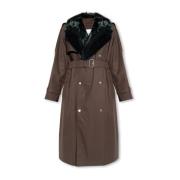 ‘Kennington’ trenchcoat med pelskrage