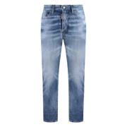 Slitte 5-lomme jeans med skinnlogo