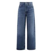 Slitte Baggy Jeans med Metall Detaljer