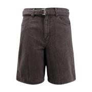 Sort Denim Bermuda Shorts med Belte