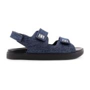 Denim Flate Sandaler med Borrelåslukking