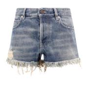 Denimshorts med logomerke bak