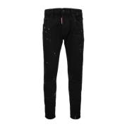 Menns Knapp Jeans med Ikon Patch