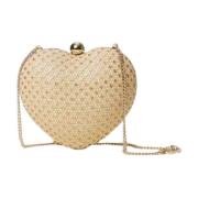 Hjerte Straw Clutch Veske med Kjede