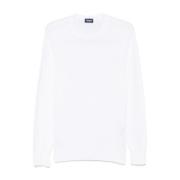 Hvit Ribbestrikket Crew Neck Sweater