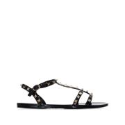 Sorte Rockstud Sandaler med Spenne Lukking