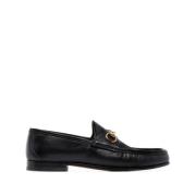 Sort skinn Horsebit Loafers