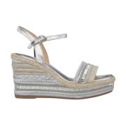 Rhinestone Wedge Sandal med Flettedetalj