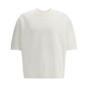 Monokrom Bomull T-skjorte med Ribbet Crew Neck