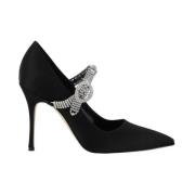 Jeweled Silk Satin Pumps