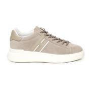 Beige Sneakers med Lær Detaljer