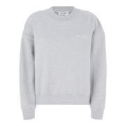 Grå Ribbet Crewneck Genser Logo