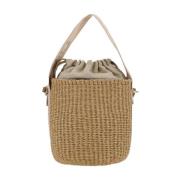 Raffia Bucket Bag med Snøring Lukking