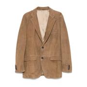 Brun Semsket Blazer med Tobakksfargede Knapper