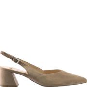 Taupe Semsket Blokkhæl Pumps