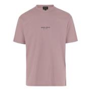 Logo Bomull T-skjorte Rosa Crew Neck