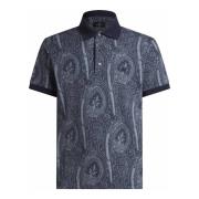 Blå Floral Paisley Poloskjorte