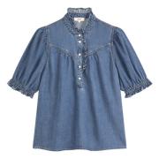 Denim Louise Bluse med Volanger