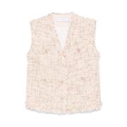 Beige V-Hals Ermeløs Vest