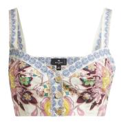 Blomstertrykk Sweetheart Neckline Top