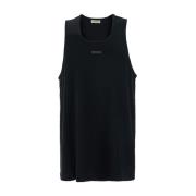 Sort Ribbet Tank Topp